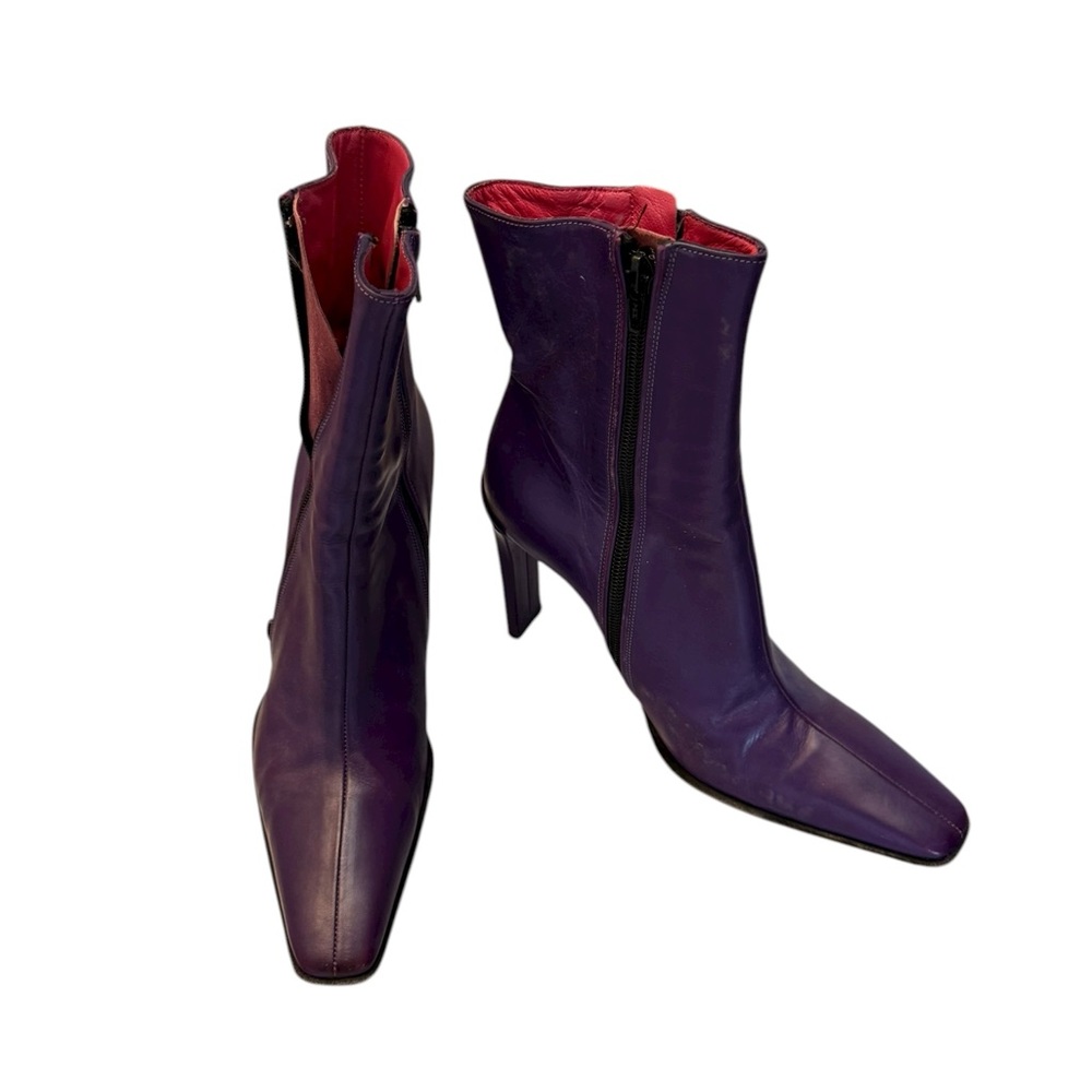 Free Lance Leather Purple High Heel Ankle Boots